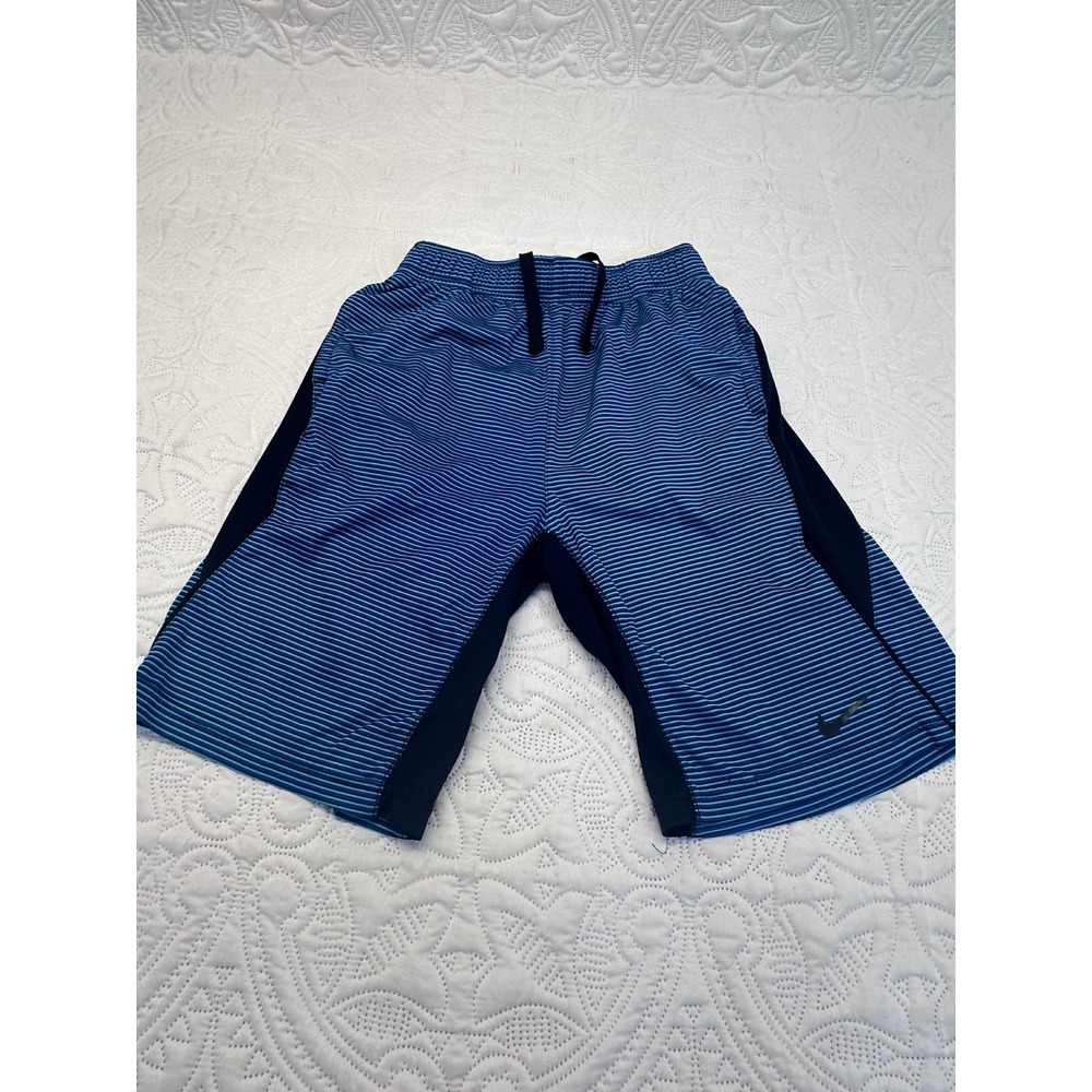 Nike Dri-FIT Mens Blue Striped Athletic Basketball Shorts Medium